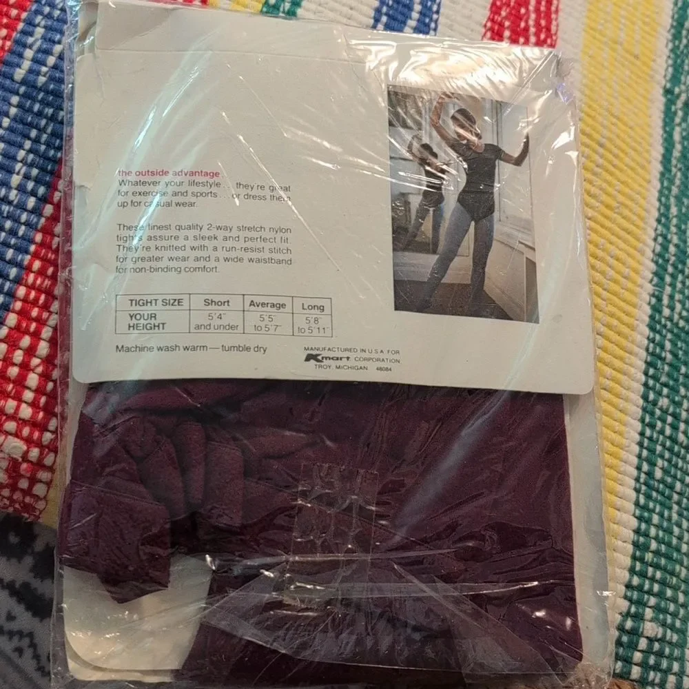 Vintage Deadstock Women's Berry‎ Red Colored Nylon Tights
